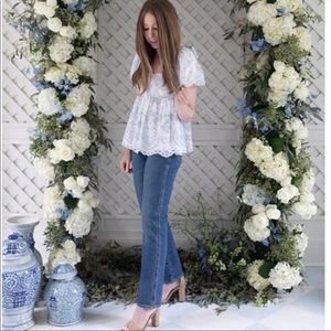 NWT Born on Fifth x Antonio Melani Puff Sleeve Bow Back Blouse, size 2